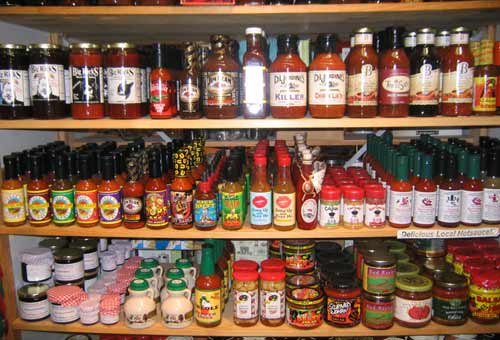 Homeports massive epicurean section featuring Dave's Gourmet hot sauces